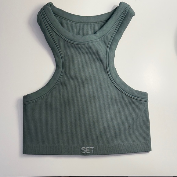 SET Active Tops - Set Active Women’s Green Ribbed Tank Top SZ M